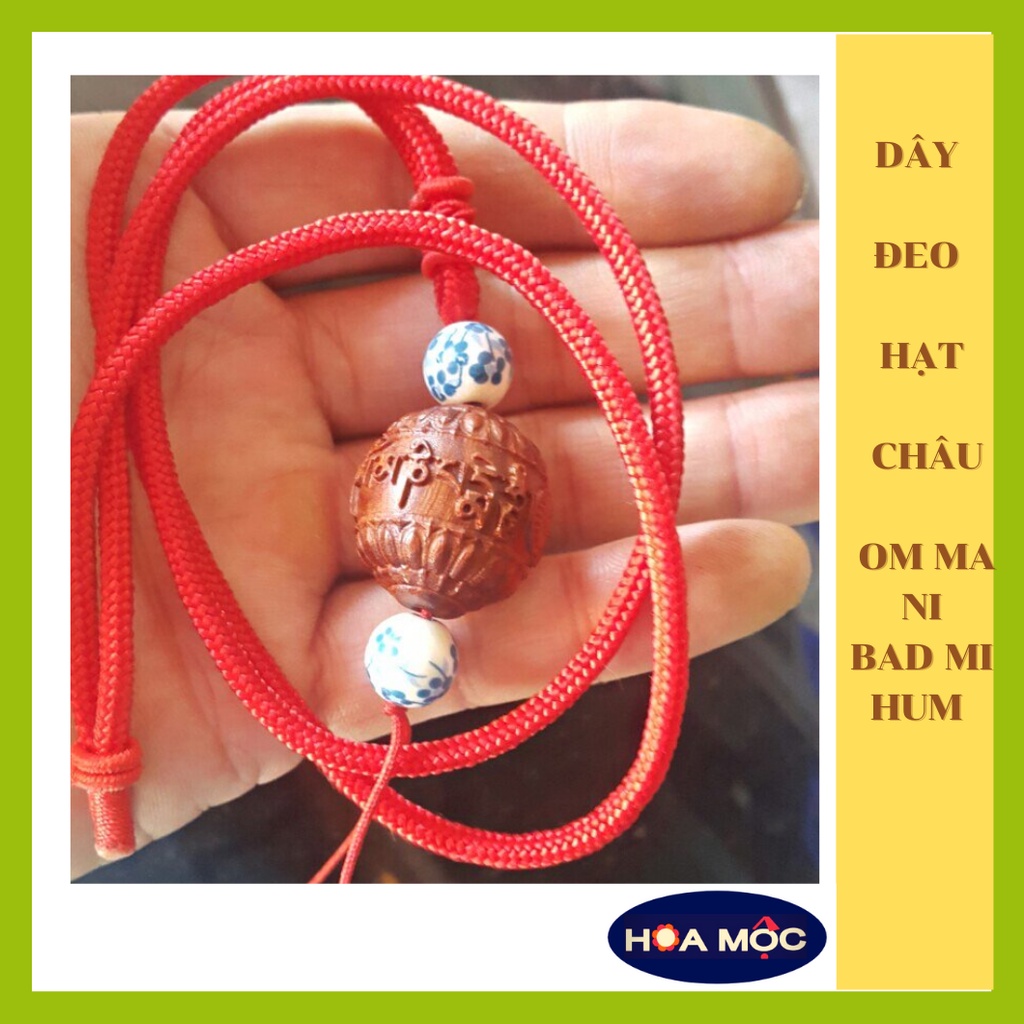 Dây đeo thần chú Quan âm Bồ tát - Om Mani Padme Hum điêu khắc gỗ Mun, Cẩm lai, Trắc, Hương (HOA MÔC) Mã HDOMN