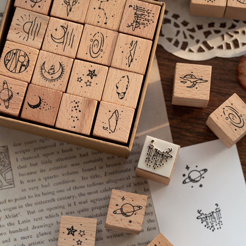 Set 16 tấm gỗ cao su dùng để trang trí album ảnh DIY