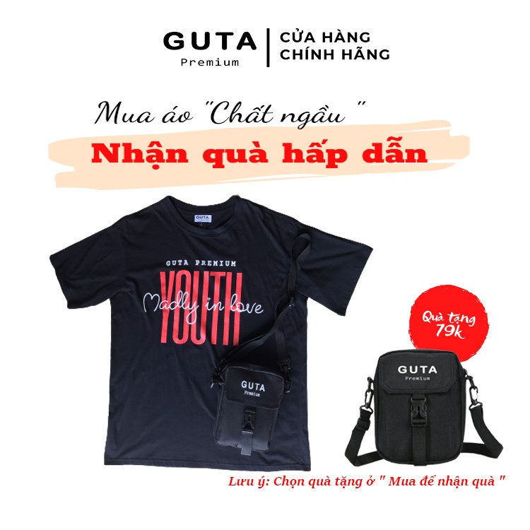 Áo thun tay lỡ GUTA dáng Unisex form rộng phong cách Ulzzang in chữ GT2