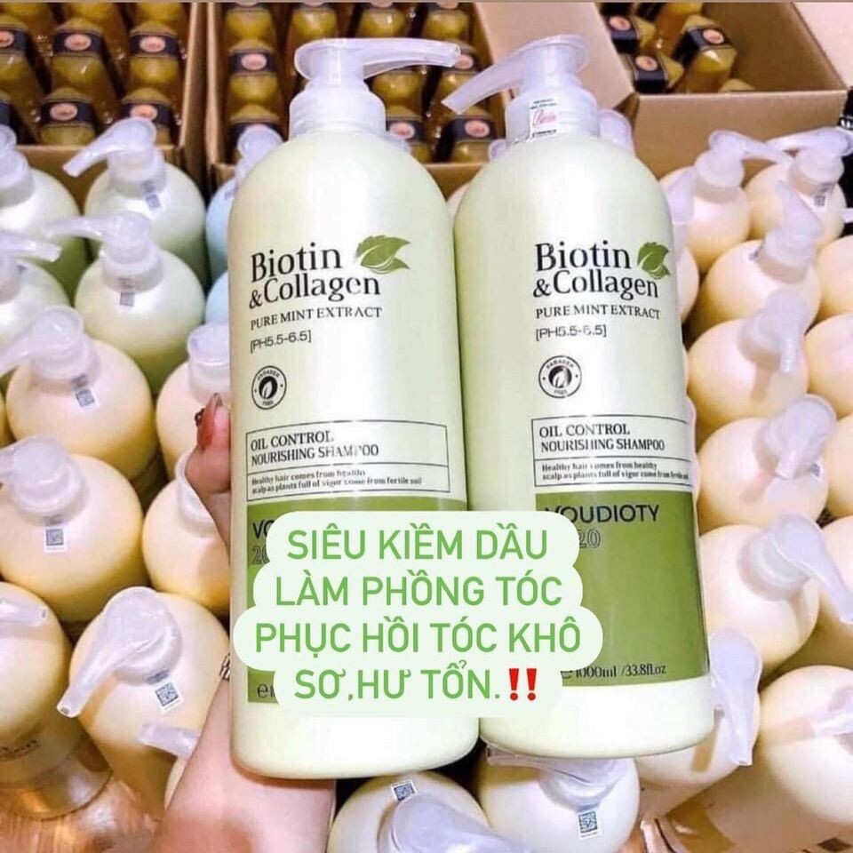 MẪU MỚI 2021 Bộ Gội Xả BIOTIN XANH LÁ 1000ml - Ngừa Gàu, Giảm Tóc Gãy Rụng, Phục Hồi Tóc Hư Tổn