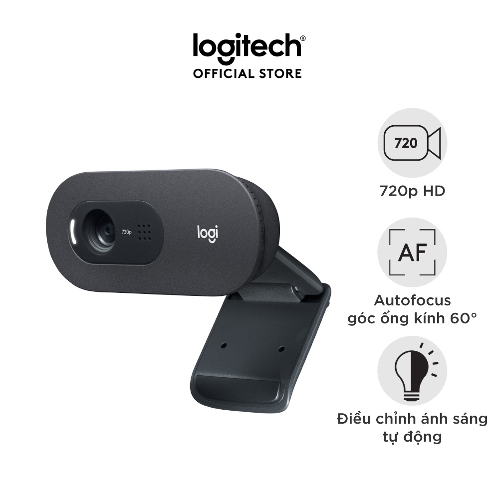 Webcam Logitech C505 720p HD 30FPS - Góc cam 60o, mic đa hướng giảm ồn, tự chỉnh sáng