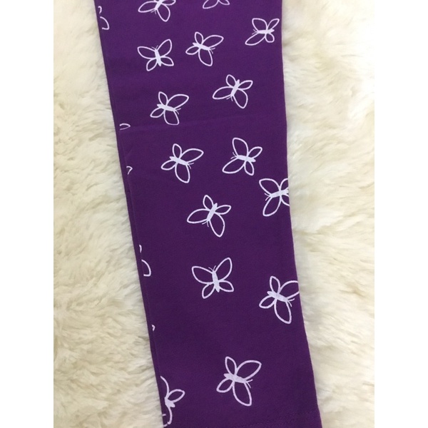 Quần Legging quần thun ôm màu tím hình bướm bé gái 24-40kg
