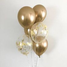 combo 10 vỏ bóng bay siêu nhũ màu vàng gold và trong thả nhũ vàng