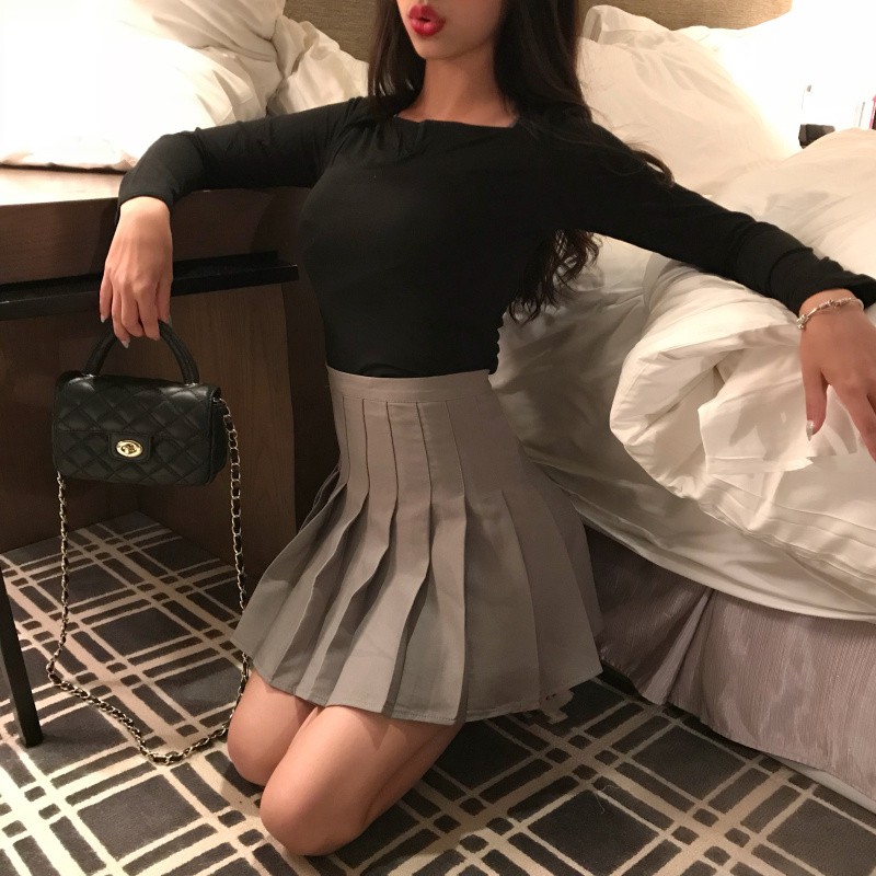 Chân Váy Eo Cao Phối Xếp Li Phong Cách Retro Thời Trang | BigBuy360 - bigbuy360.vn