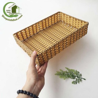Rổ nhựa mây đan - khay nhựa giả mây hình chữ nhật - Chọn kích thước