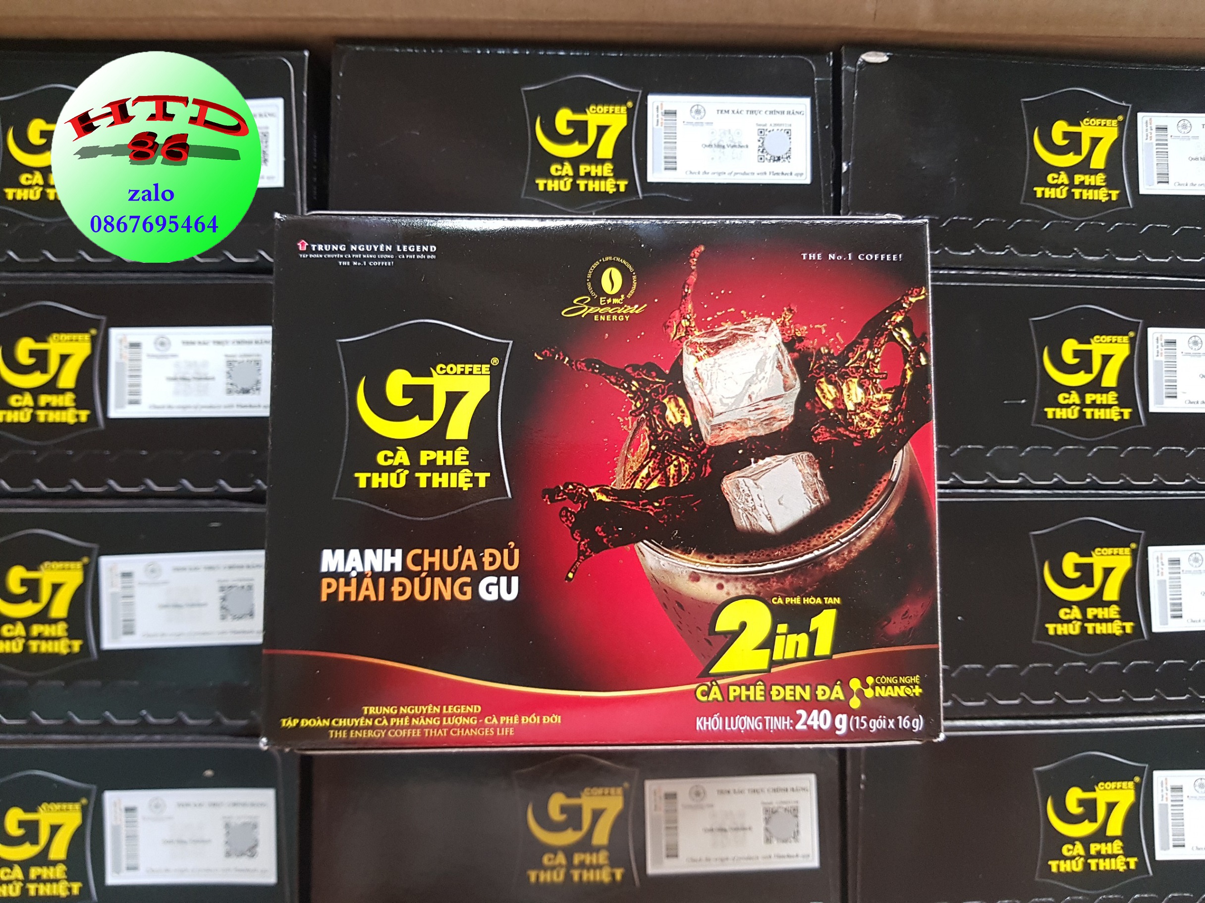 (Có tem xác thực) Cà phê đen đá G7 2in1 - cafe trung nguyên g7 hộp 15 gói