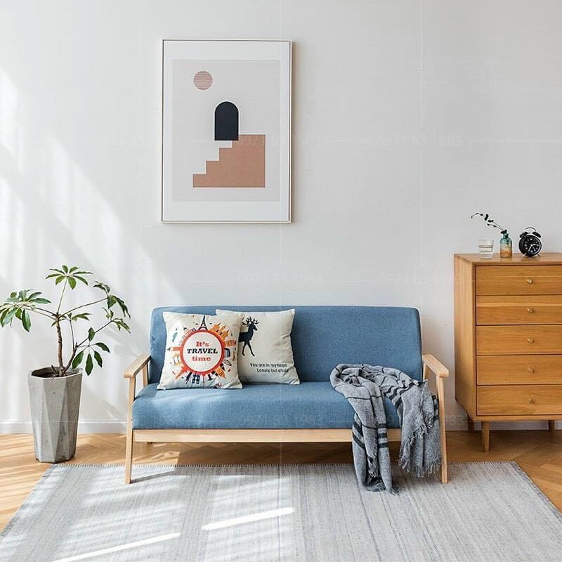 Ghế sofa gỗ hàn quốc HSF001 mẫu cổ điển nệm ghế sofa gỗ bọc nỉ cao cấp thoảng mát sang xin mịn cho phòng khách