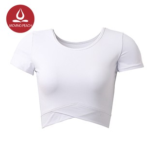 Áo thun thể thao MOVING PEACH tay ngắn màu trơn cho nữ