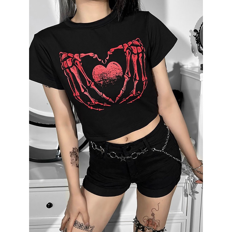 Áo thun croptop MMIOT Y2K tay ngắn in họa tiết móng vuốt thời trang mùa hè 2023