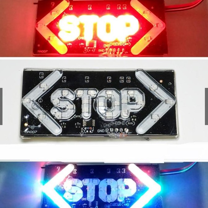 biển đèn led STOP trang trí oto các loại nhấp nháy 7 màu chạy 12vxc\'