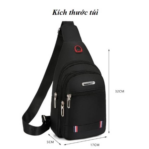 Túi đeo chéo nam vải Canvas kháng nước tích hợp lỗ tai nghe tiện dụng TC78 | BigBuy360 - bigbuy360.vn