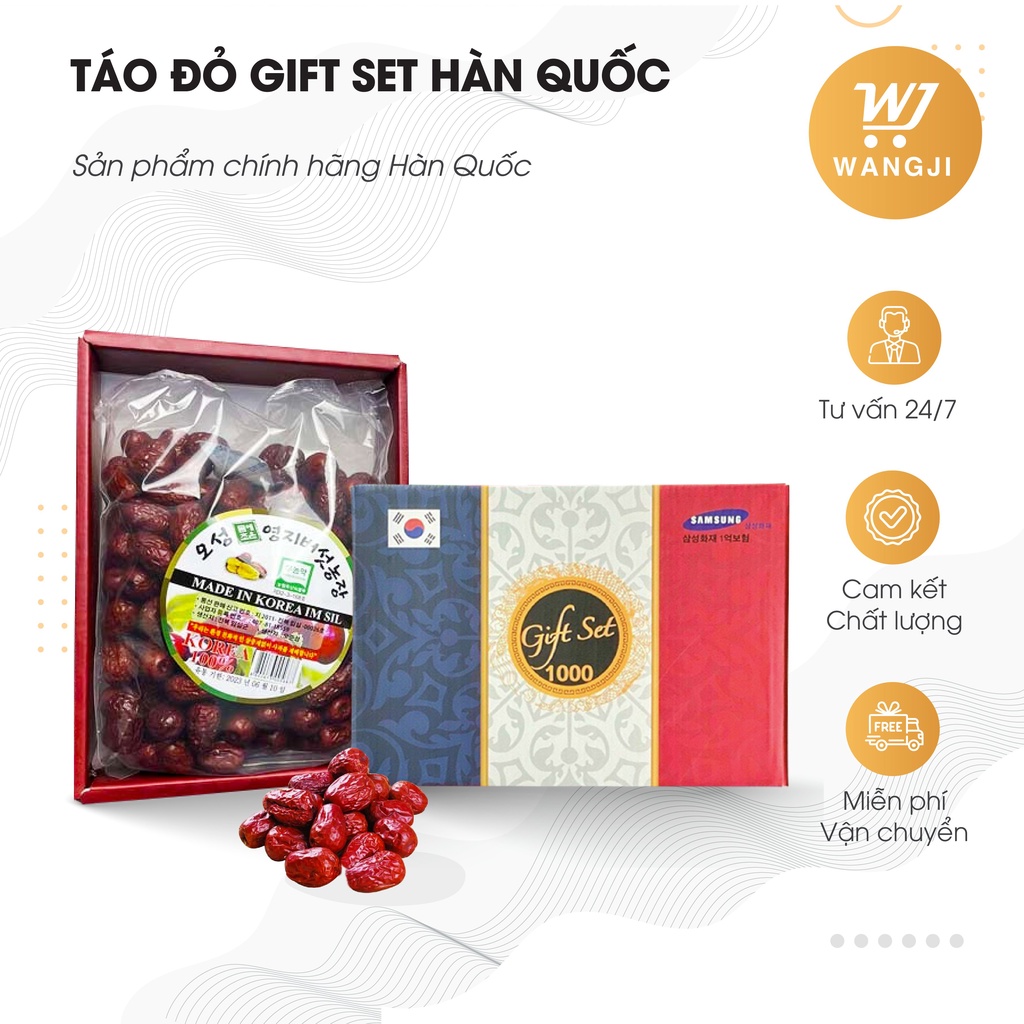 Táo đỏ Hàn Quốc sấy dẻo hộp Samsung Giftset 1kg - Wangji