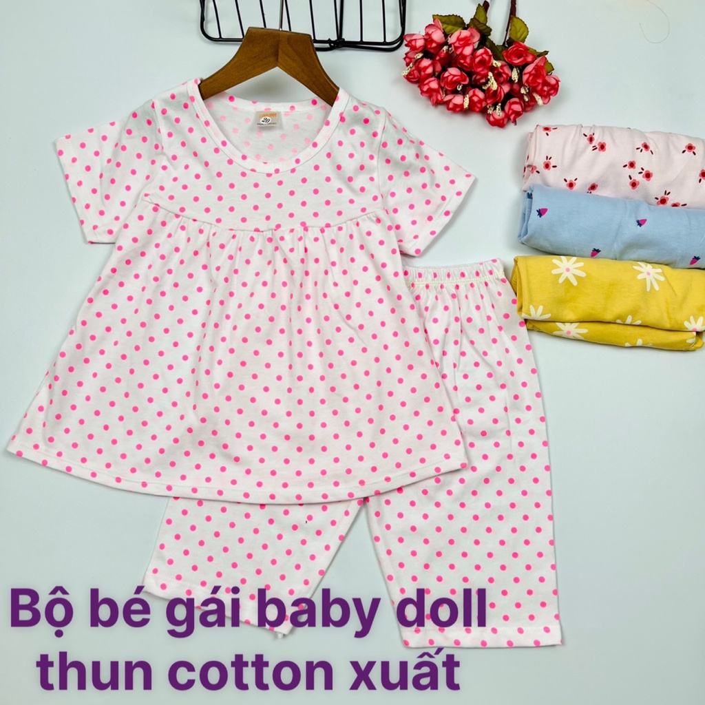 [Mã SKAMFSW175 giảm 10K đơn 50K] Đồ bộ bé gái, bộ bé gái ngắn tay size đại baby doll vải cotton xuất Jennie kids J468