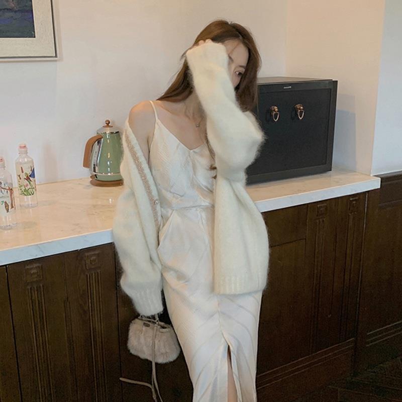 Áo khoác cardigan lười mềm mịn cao cấp phong cách mùa thu Hàn Quốc 2021 kích thước lớn cho phụ nữ