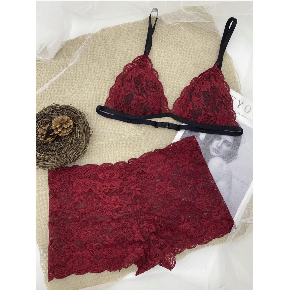 Đồ lót nữ đỏ ren lì có mút mỏng Nội y nữ sexy nóng bỏng gợi cảm thiết kế cao cấp vải ren gồm cả quần lót và áo lót | BigBuy360 - bigbuy360.vn