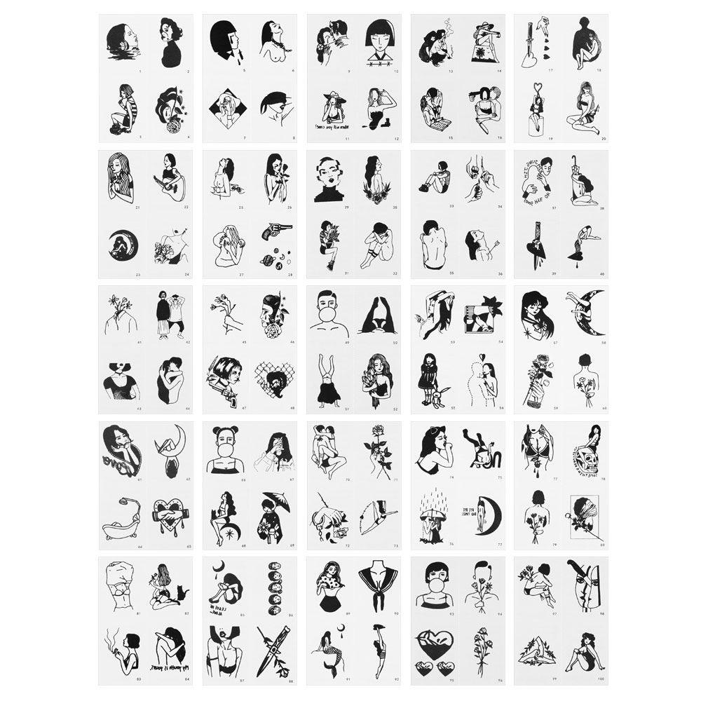 Set 100 Hình Xăm Dán Tạm Thời Nghệ Thuật Cho Cặp Đôi Nam Nữ