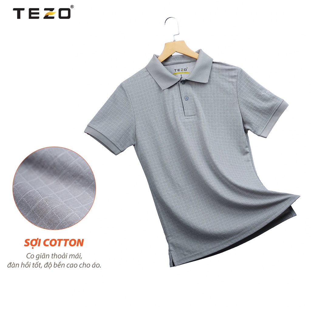Áo polo nam hoạ tiết kẻ caro Tezo thoáng mát trẻ trung năng động 2203APKC01