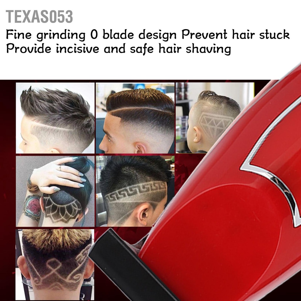 [Hàng Sẵn] Tông đơ cắt tóc bằng thép không gỉ màu đỏ US Plug 100‑240V tặng kèm Phụ Kiện【Texas053】