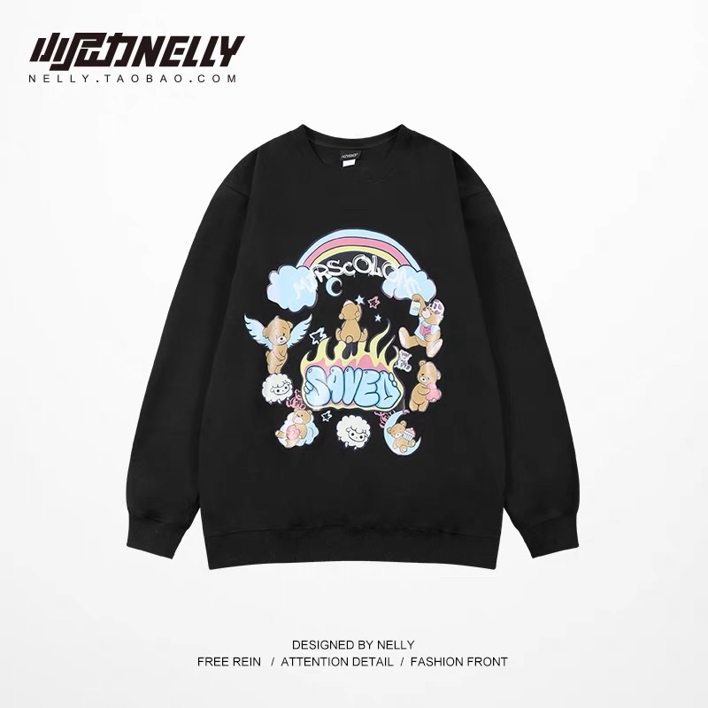 Áo sweater nỉ lót lông Nelly unisex mẫu mới 2022 mã 008