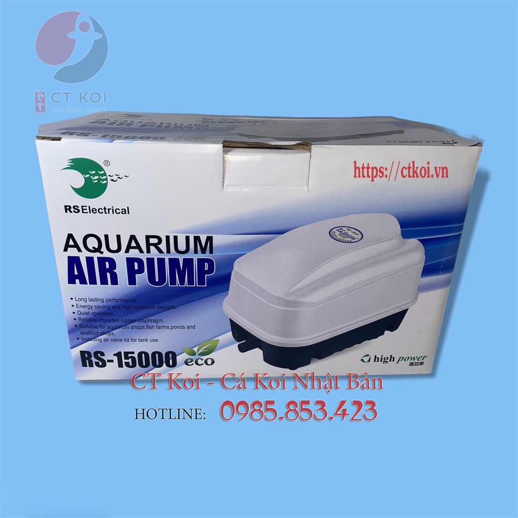 Máy Sủi Oxi, Máy Sục Khí Hồ Cá Koi, Bể Cá RS Electrical RS 15000 - 16000 - Siêu Êm - Bền - Bảo Hành 6 tháng
