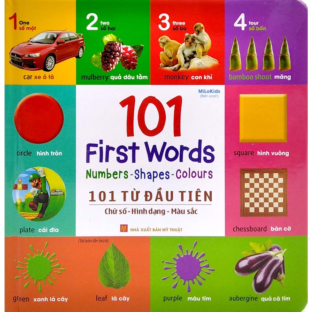 Sách 101 Từ Đầu Tiên: Chữ Số-Hình Dạng-Màu Sắc - 101 First Words: Numbers-Shapes-Colours (2022)