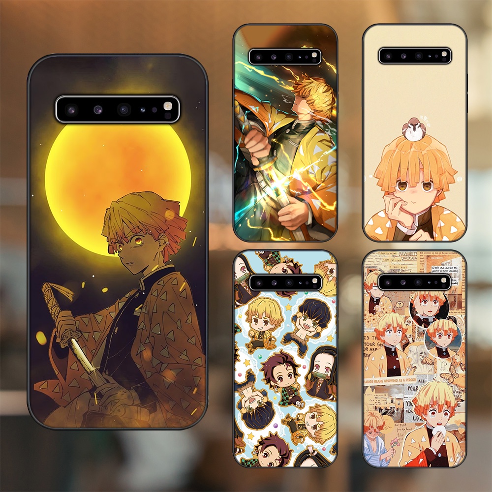 Ốp lưng Samsung S10, S10 5G, S10 Plus viền đen in hình Zenitsu Kimetsu no Yaiba