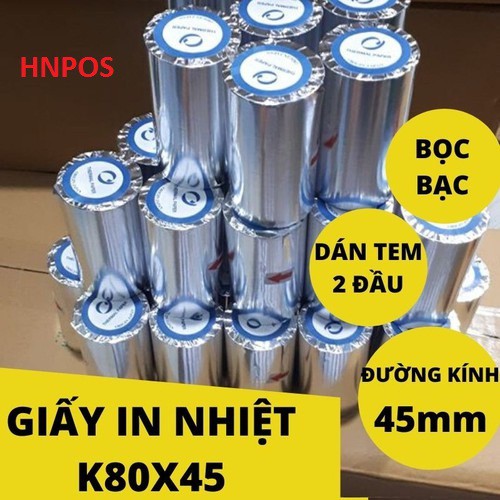 Giấy in nhiệt K80, Giấy in bill k80, giấy in hóa đơn k80, đóng gói thùng 100 cuộn bọc bạc dán tem chống ẩm móc hiệu OJI