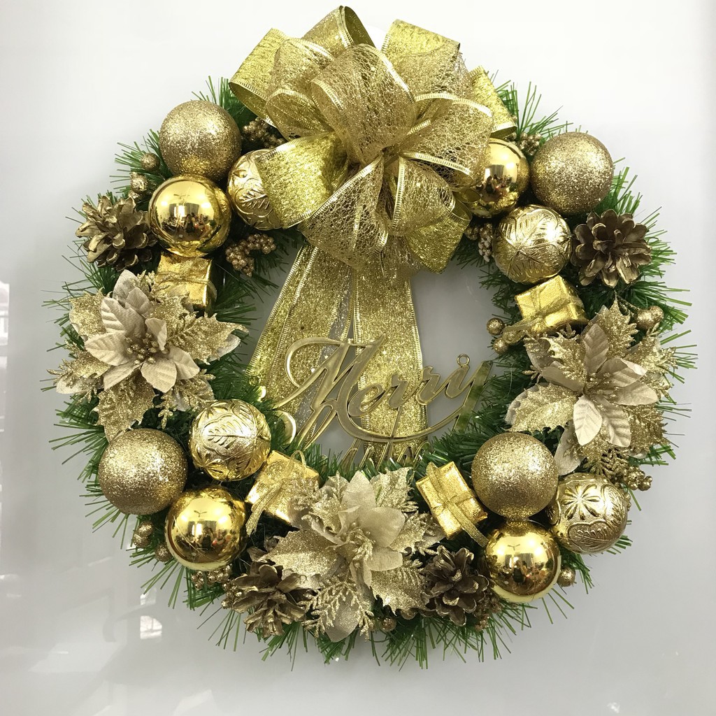 Vòng Nguyệt Quế Trang Trí Noel -Giáng Sinh Cao Cấp Khung Thép
