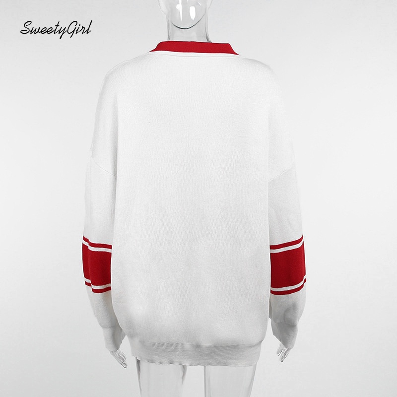 Áo Sweater Thể Thao Cổ Bẻ Tay Dài Dáng Rộng 2022 Màu Sắc Tương Phản Dành Cho Nữ