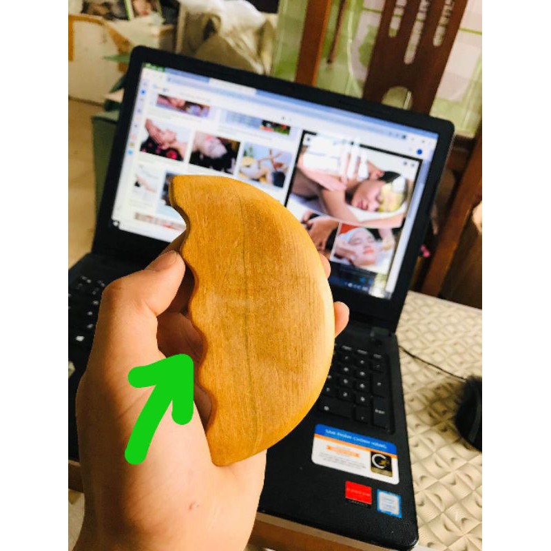 Miếng cạo gió vai gáy, body, gỗ hương, massage, spa