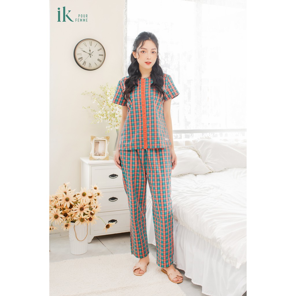 Bộ mặc nhà IK Pijama áo cộc tay quần dài vải KT 0186 Giá 385.000đ