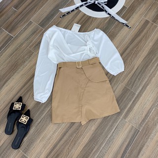 🌸 Sét Áo Rúm Lệch Vai Mix Chân Váy 🌸 🌸