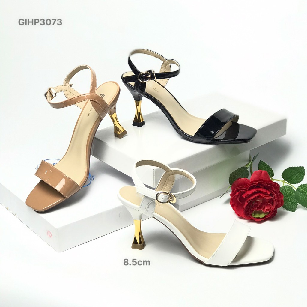 Sandal nữ BQ ❤️FREESHIP❤️ Giày sandal quai bóng gót xoắn mạ kim 7cm GIHP3073