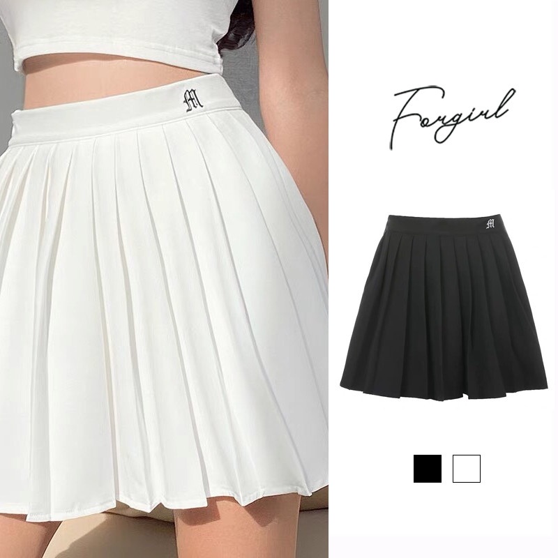 Chân váy xoè xếp ly thêu logo cá tính Forgirl