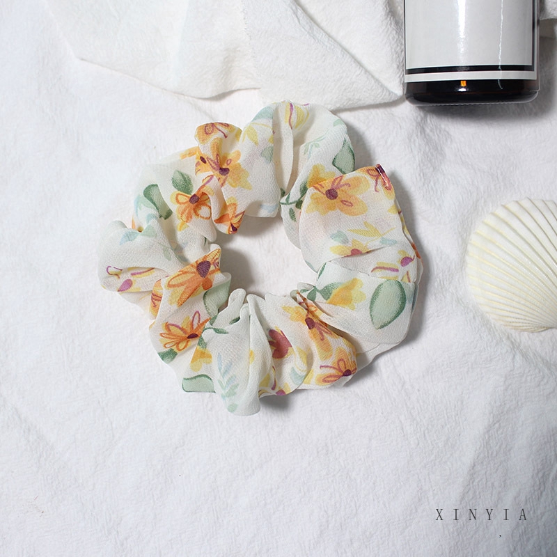 Dây buộc tóc chiffon họa tiết hoa thời trang cho nữ-oll