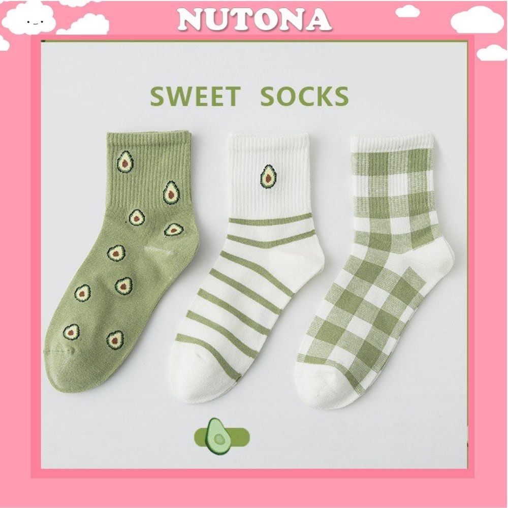 Vớ nữ Nutona tất cổ cao hình trái bơ xanh ngọt ngào TN95