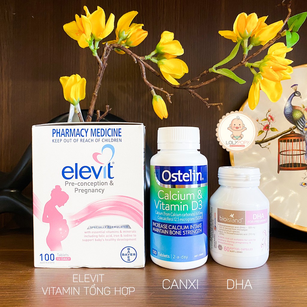 Combo hoàn hảo cho bà bầu: Elevit + Canxi ostelin + DHA bầu Bio island