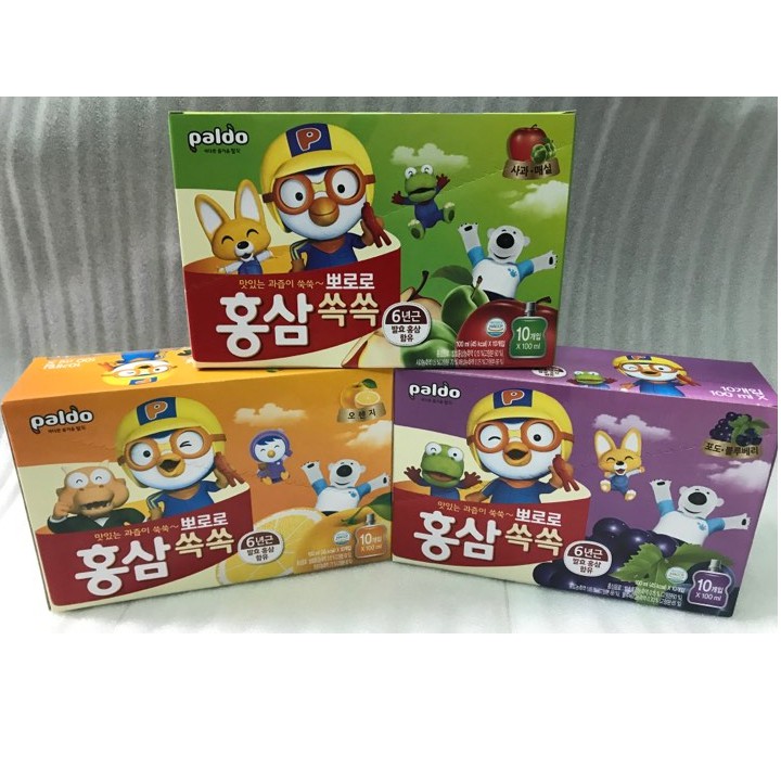 Nước hồng sâm Paldo Pororo Hàn quốc túi 100ml