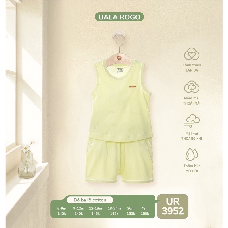 Bộ Ba Lỗ Uala Rogo Vải Cotton Hè UR3952