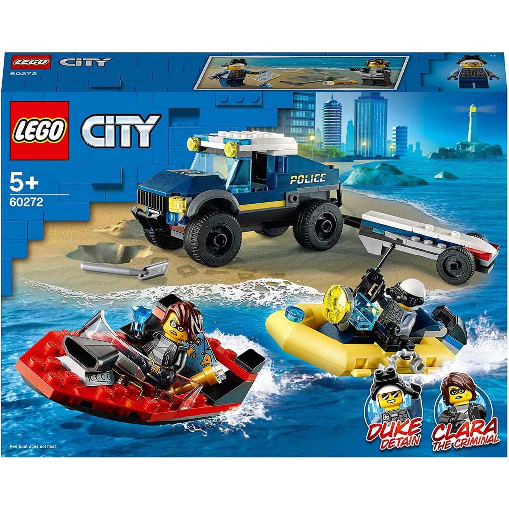 LEGO CITY Xe &amp; Thuyền Cảnh Sát Truy Đuổi Tội Phạm Trên Sông 60272