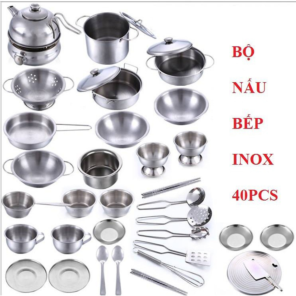 Mua Ngay Bộ Đồ Chơi Nấu Ăn Nhà Bếp INOX 40 món Mini Cho Bé yêu Giúp Trẻ Phát Triển