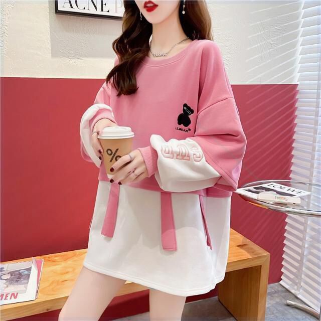 Áo sweater ZHELIHANGFEI tay dài dáng rộng thiết kế đơn giản dễ phối đồ hợp thời trang