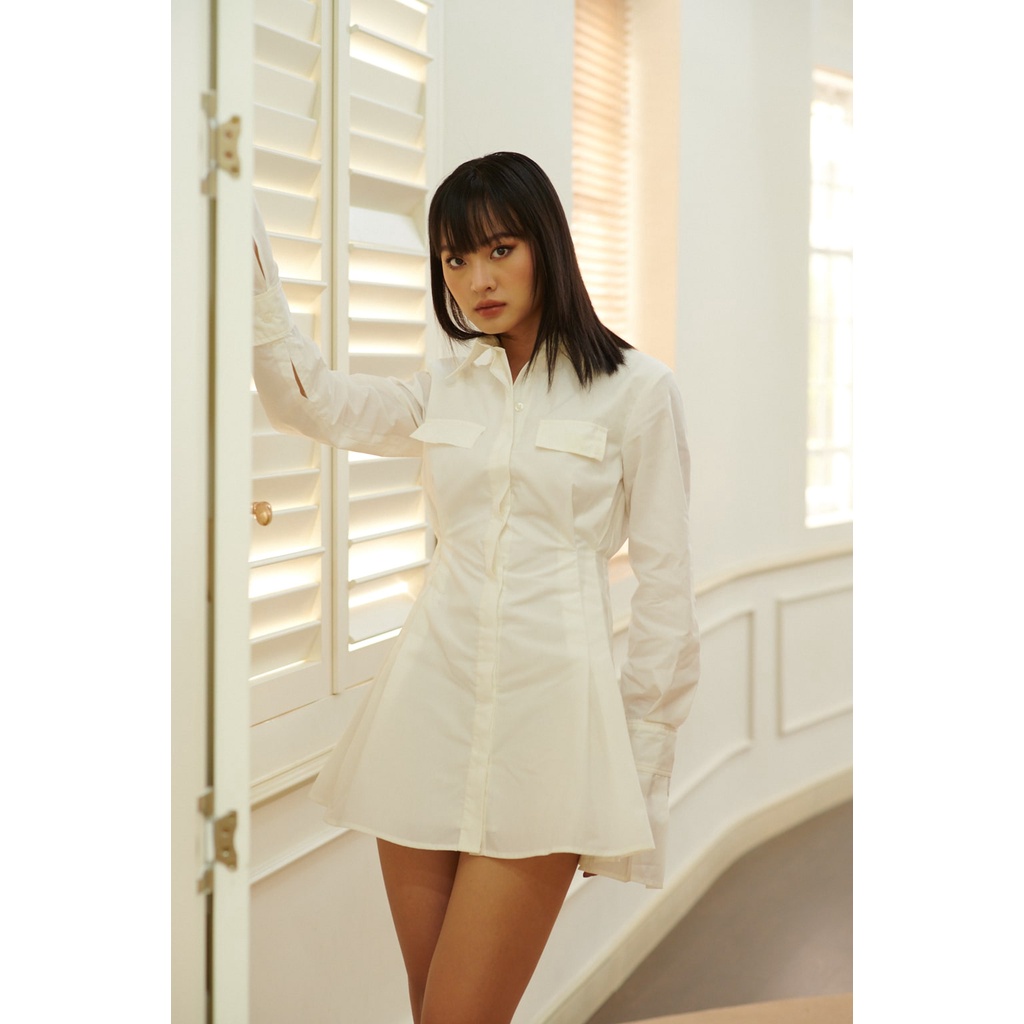 Váy sơ mi trắng nhấn eo - SELENE DRESS