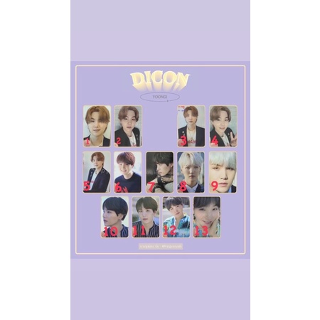 BTS HYUNG LINE DICON 101 CARD