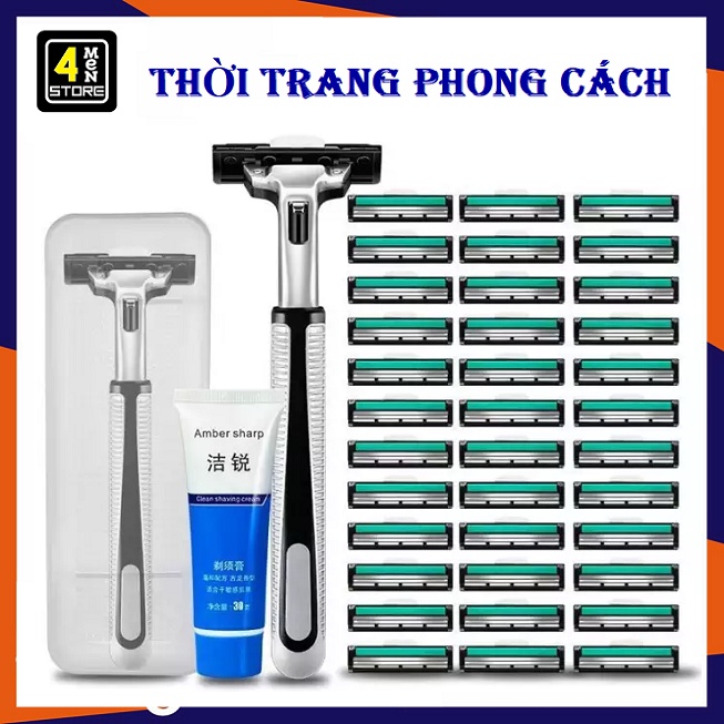 Bộ dao cạo râu 36 lưỡi cao cấp cực bén (1 dao, 36 lưỡi cạo 1 hộp đựng dao cạo) Tặng Kèm Kem Cạo Râu- Set 36 Dao Cạo Râu