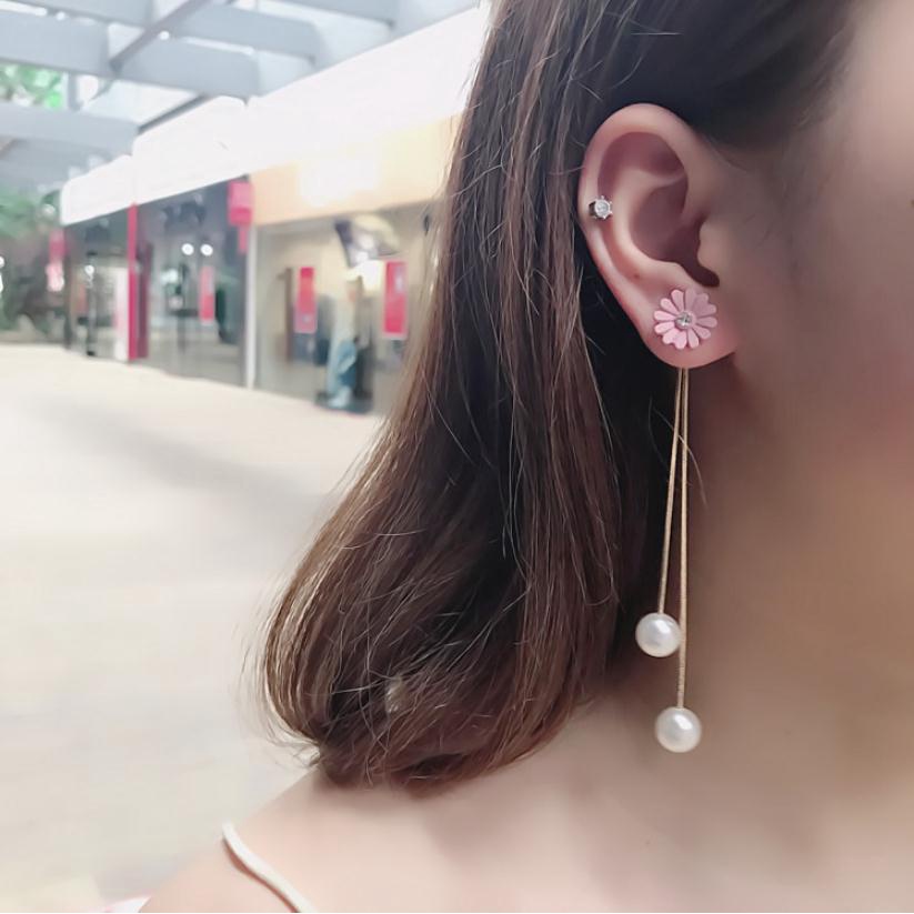 Bông Tai Hình Hoa Cúc Phối Ngọc Trai Giả Nhân Tạo, Hoa Tai Nhiều Mẫu, Nhiều Kiểu Mới Sang Trọng