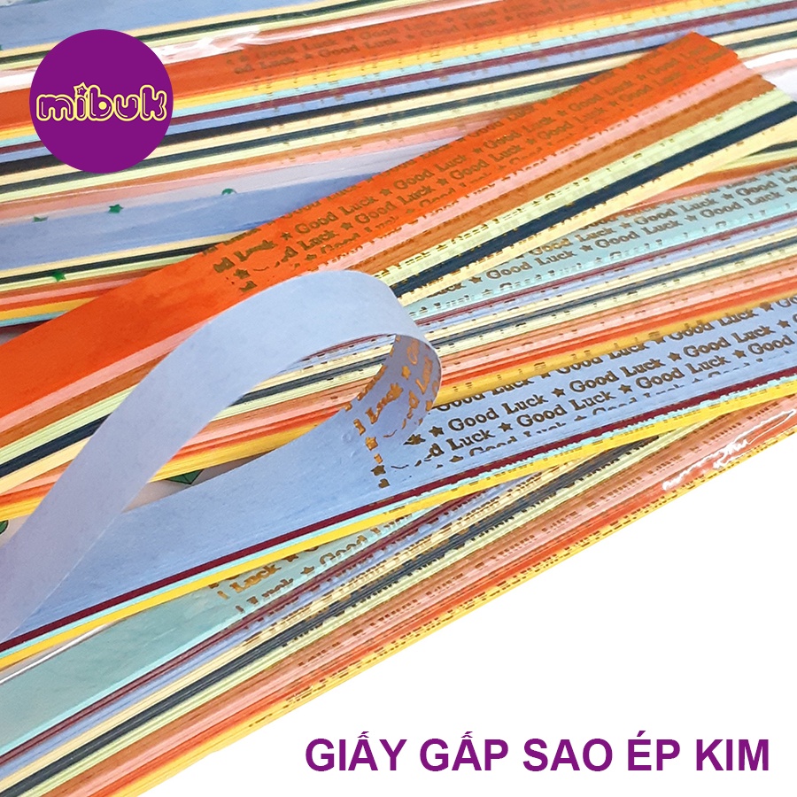 Giấy gấp sao ép kim Miss you & Good Luck cao cấp màu sang trọng