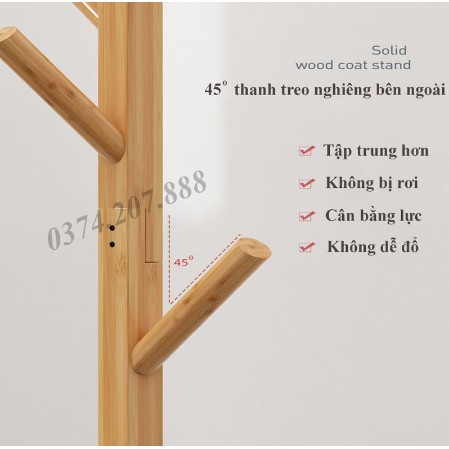 Giá Treo Quần Áo Gỗ, Cây Treo Quần Áo Decor Phòng Kiểu Hàn Quốc