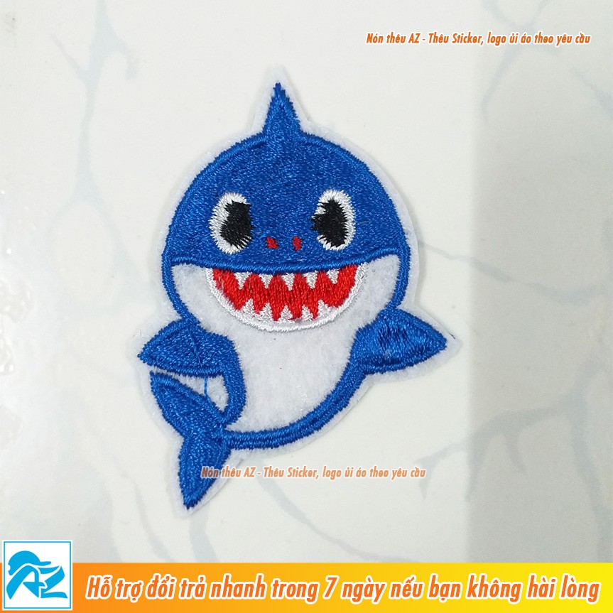 Sticker ủi thêu hình cá mập baby shark - Patch vải ủi áo thun balo S148