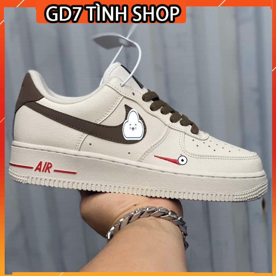 Giày NIKE_trắng AF1 vạch nâu Hot trend nam nữ, Giày AF1 AIR FORCE 1 trắng nâu dùng đi học,tập gym,chạy bộ
